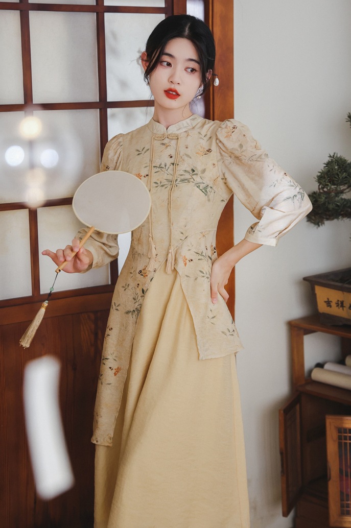 茶艺师服装女装采耳师工作服新中式连衣裙子茶服女禅意旗袍中国风