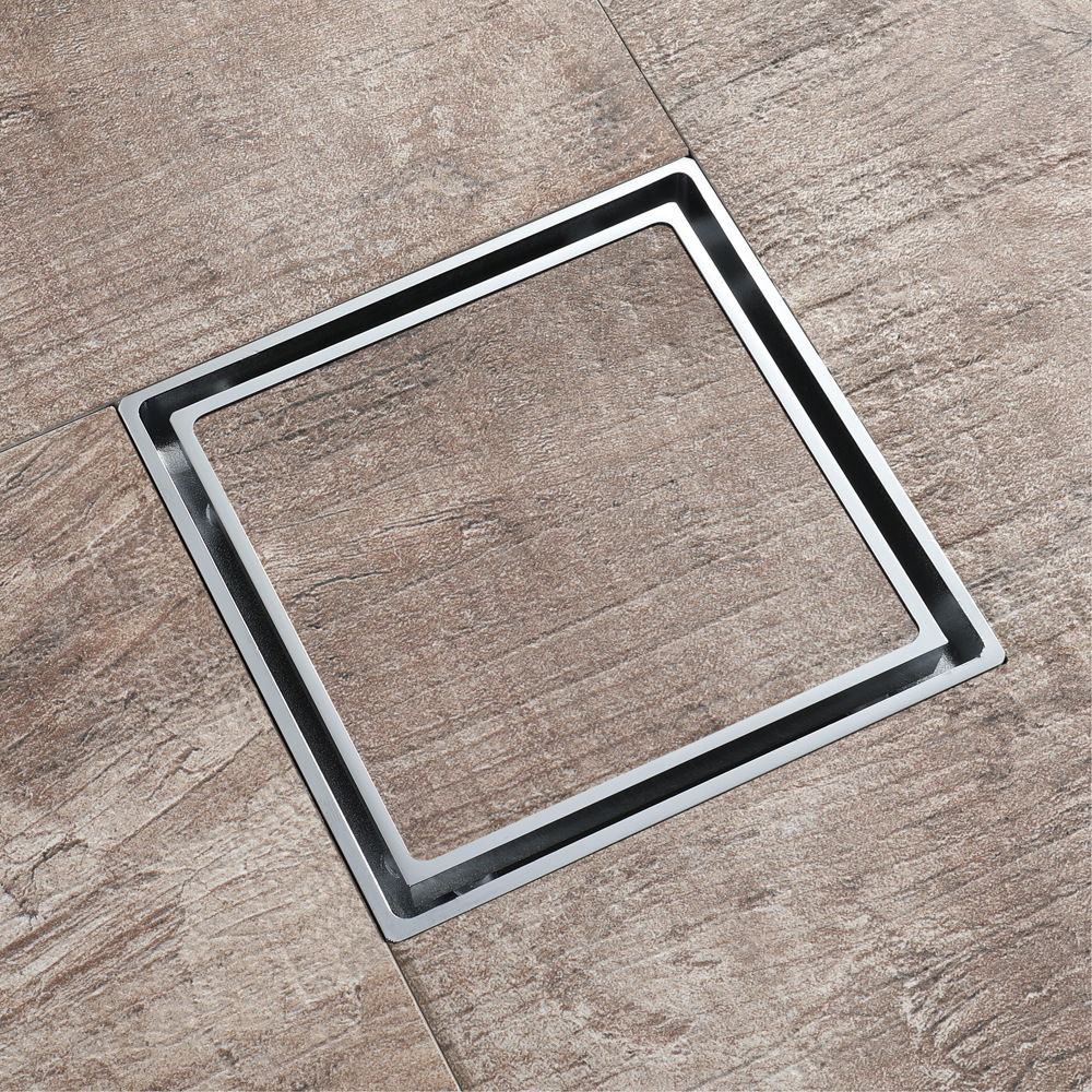 hideep 方形隐藏式116*116mm铬色塑料防臭芯地漏hidl154-1