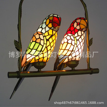 蒂凡尼彩色玻璃老上海阳台酒吧小鸟法式复古美式田园鹦鹉吊灯