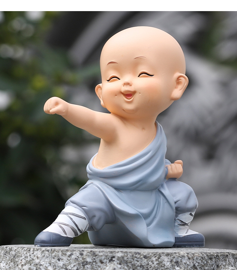 小和尚少林功夫小子桌面创意摆件 个性汽车载内饰品礼品实用