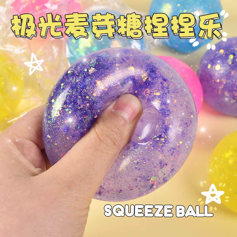 Best-Seller on Douyin Malt Sugar Squeezing Toy Pearl Decompression Artifact Aurora Vent Ball Squishy Toys Syrup Ball