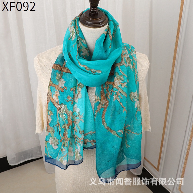 Chiffon Printed Scarf Mother Fashion All-Match Silk Scarf Female 155 * 50cm Chiffon Long Silk Scarf Factory Wholesale