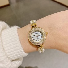 蒂米妮珍珠手链镶钻女表满钻韩版女士手表气质时尚罗马手表女