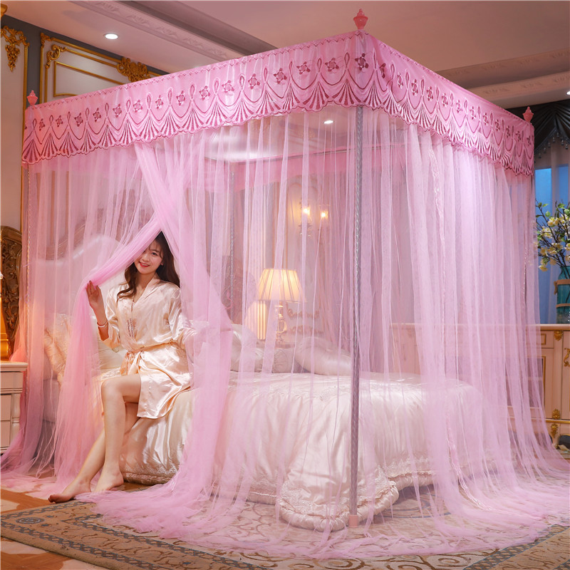 Wholesale Thickened and Densely Woven Mosquito Net Summer Palace-Style Household Dustproof Thickened Stainless Steel Stand Floor Mosquito Net Delivery