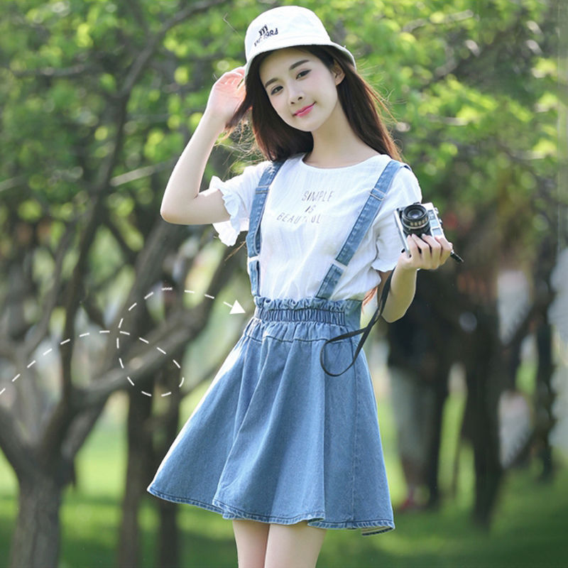 少女夏季新款女中学生韩版夏装初中生学院风两件吊带