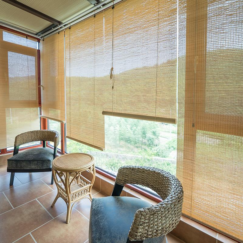 竹帘卷帘遮光门帘家用竹帘子阳台遮阳窗帘隔断茶室竹卷帘名宿升降