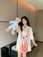 睡裙女2023新款夏季丝绸薄款短袖冰丝舒适欧美风高级感家居服睡衣