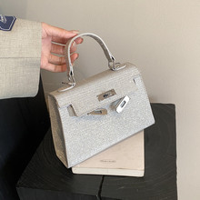 跨境包包女包handbags2024新款潮流时尚锁扣凯莉包单肩斜挎小方包