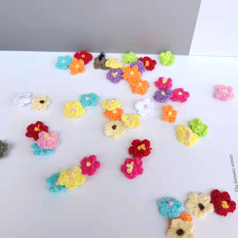 hot sale colorful cotton thread flower boy‘s formal dress clothing accessories diy crochet flower 1.5cm in stock shoes and hat decoration accessories