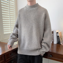 毛衣男冬季潮流休闲百搭条纹针织衫男款冬季圆领保暖加厚羊毛衫