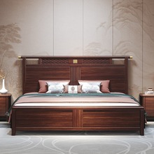 乌金木实木床主卧床新中式双人大床1.8米高箱储物婚床轻奢1.5米床
