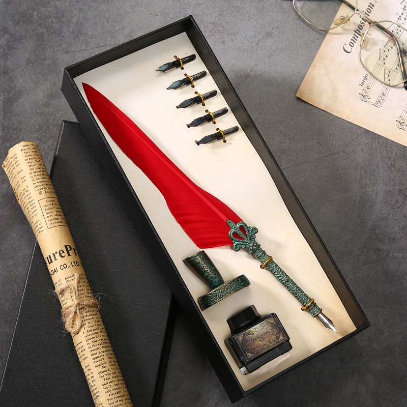 European-Style Retro Feather Pen Kit Gift Box Harry Potter Feather Pen Set Gothic Body Dip Ink Pen