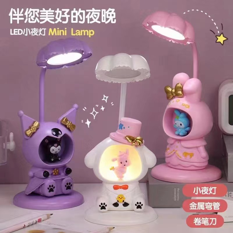 New Sanrio Clow M Table Lamp Led Cartoon Desktop Usb Charging Decoration Children Small Night Lamp with Pencil Sharpener