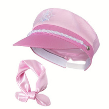跨境粉色海军帽船长帽丝巾套装粉欧美新娘单身派对聚会节日帽子