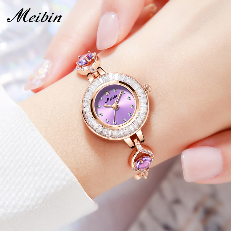 防水轻表厂手链手链meibin厂家批发品牌宾石英表时尚石