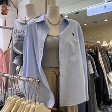细细女装店休闲宽松衬衫女春季新款小马刺绣水洗棉长袖百搭内搭