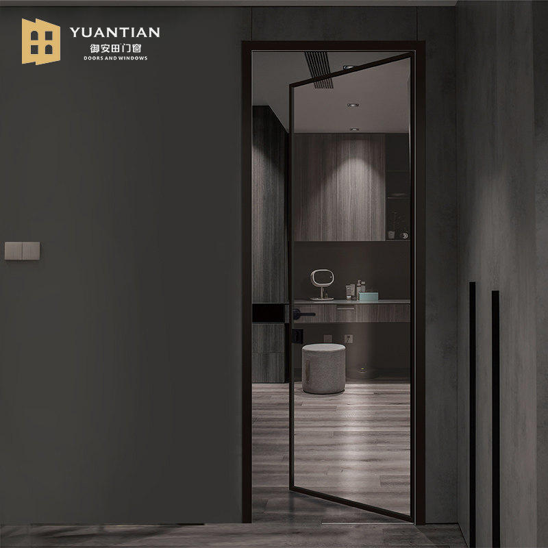 铝合金卫生间门 窄边框浴室厕所卫浴平开门 隔音玻璃防盗门定制