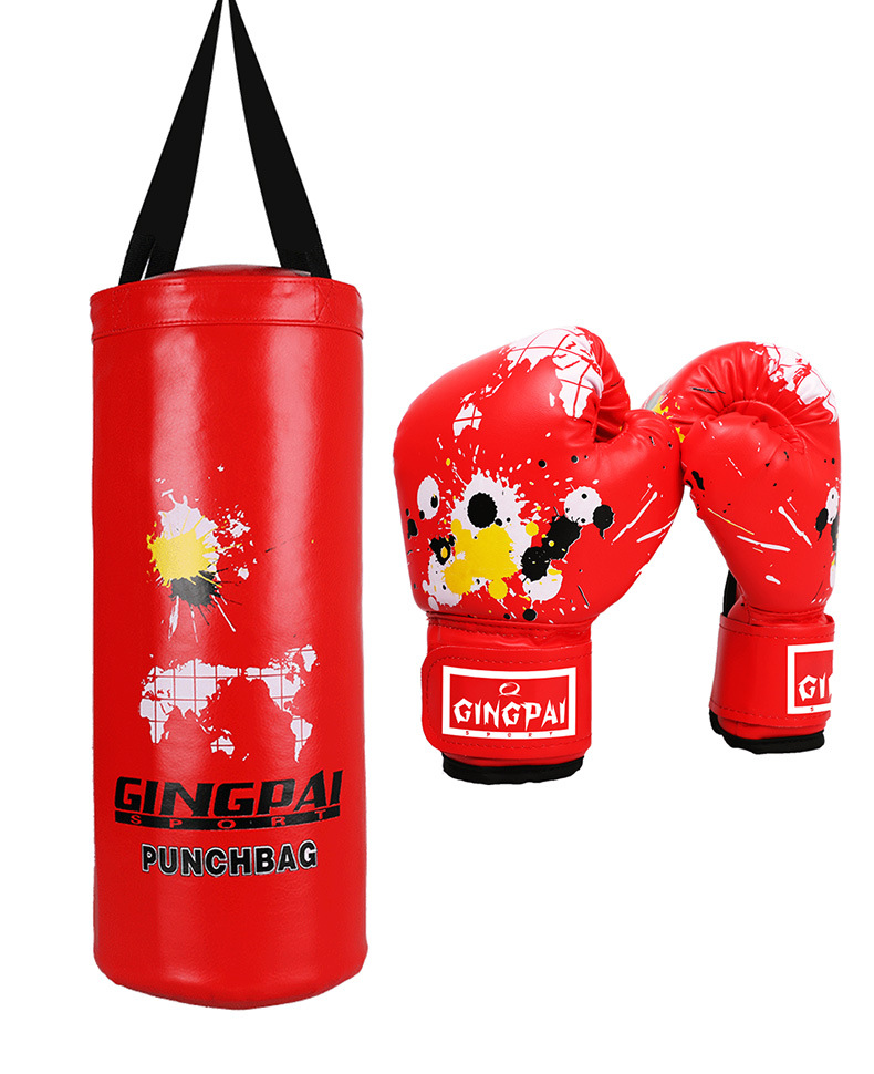 儿童拳击沙袋拳击手套吊式小孩拳套沙包套装实心家用训练散打组合