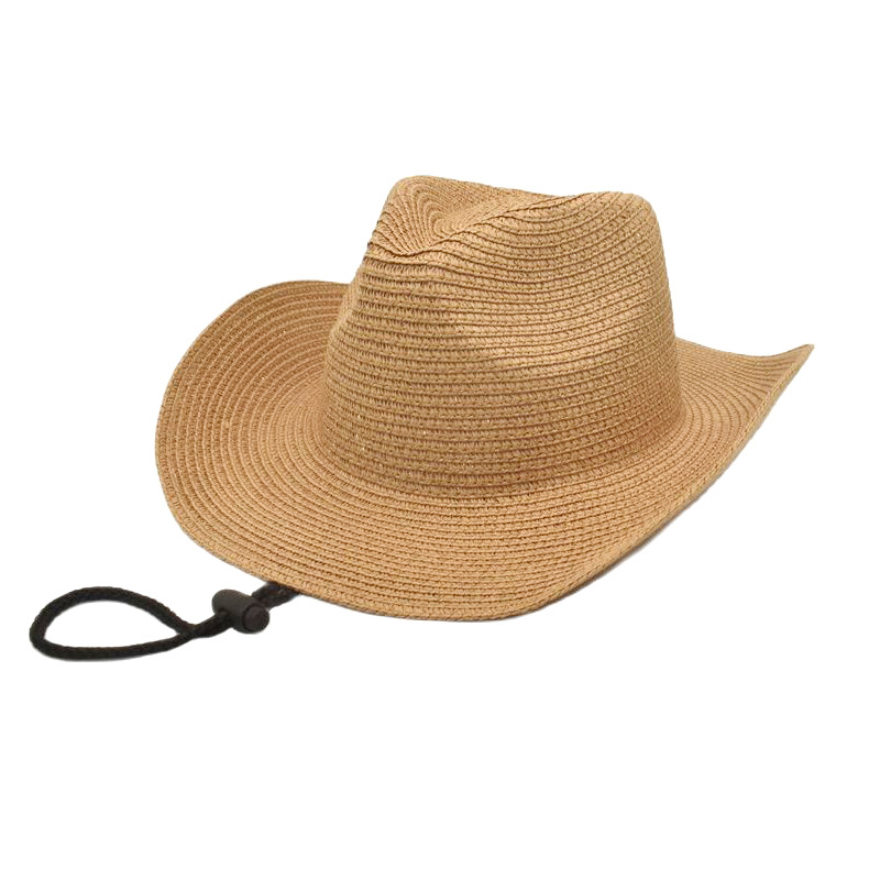 Foreign Trade Men's Western Cowboy Hat Sun-Proof Straw Hat Beach Sun Hat Men's and Women's Summer Fedora Hat Sun Hat Tide