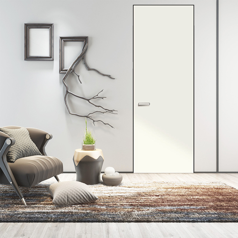 现代极简窄框极隐形铝木门意式极简门暗门窄边框实木门卧室房