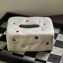 ins宝石纸巾盒客厅家用茶几创意陶瓷餐桌抽纸盒高级感餐巾纸盒