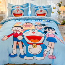 卡通哆啦a梦四件套儿童男女孩学生被套机器猫床单三件套床上用品