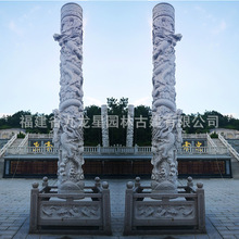 石雕雕刻文化柱华表柱 天然石龙柱子 寺庙青石汉白玉石雕盘龙柱