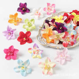 假花8cm卡特兰花头新娘胸花手腕花仿真花场景布置婚庆用花逼真