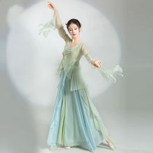 绝美古典舞纱衣飘逸仙气舞蹈服装中国舞雪纺练功服演出服装上衣裙