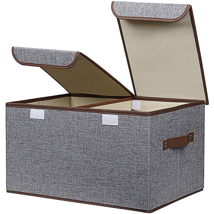 Household Clothes Storage Box Cotton and Linen Fabric Double Cover Clothing Storage Box Large Folding Storage Box Cross-Border