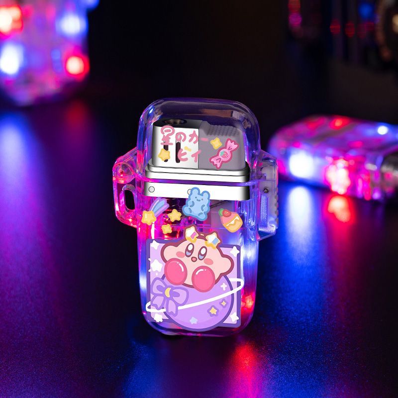 Clow M Gas Lighters Flashing Light Luminous Transparent Good-looking Pink Flame Ornaments Windproof Stall Hot Sale