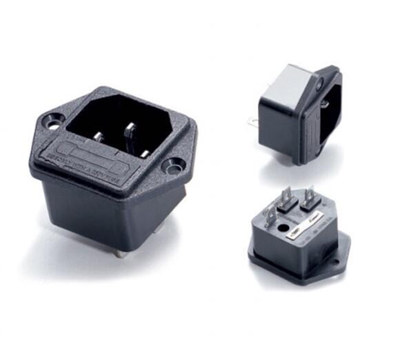 ac电源座子带保险丝固定孔公插座全铜品字电脑主机音箱