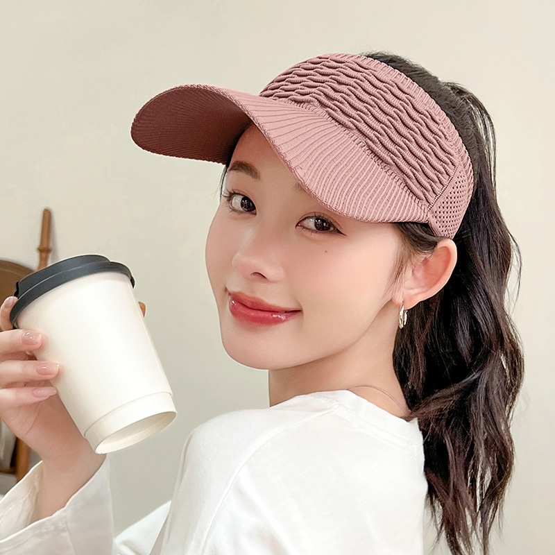 Women's Half Air Top High Ponytail Sun Protection Hat Autumn Winter Summer Big Head Circumference Show Face Small Big Brim 2023 New