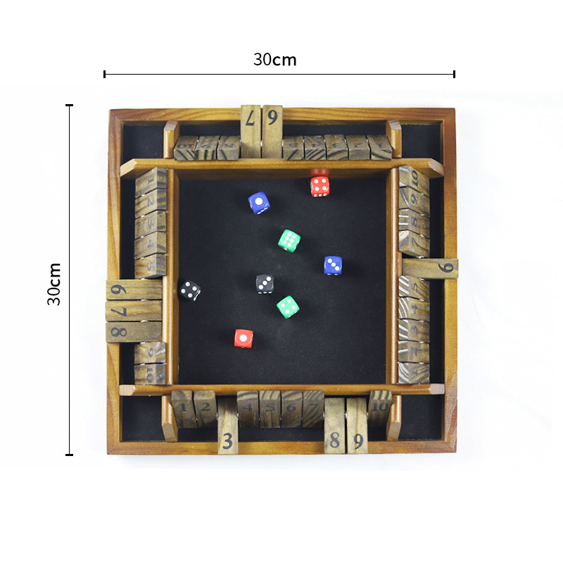 Cross-Border Wooden Digital Four-Side Flip Game KTV Bar Party Retro Casual Drinking Toys Factory Direct Supply