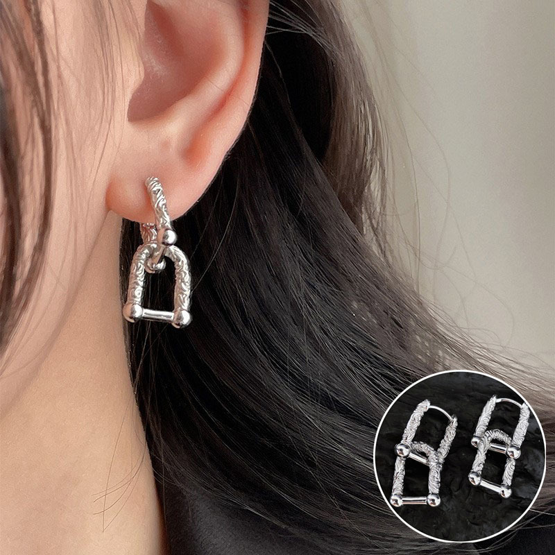 French Style Ball Earrings Female Personality Fashion Ins Niche Design Sterling Silver Needle Geometric Ear Clip Sweet Cool Earrings