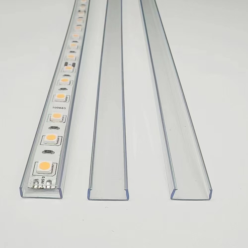 供应低压灯带卡槽透明led灯带附件 透明塑料挤出型材灯条pvc卡槽