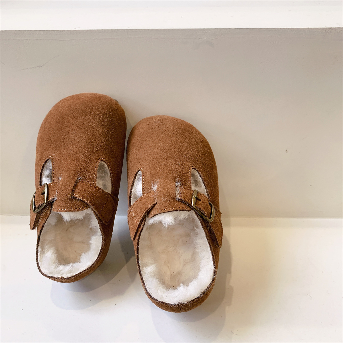 Korean Style Children's Shoes Genuine Leather Birkenstock Girls' Leather Shoes 2023 Spring and Autumn New Children's Peas Shoes Boys' Casual Shoes