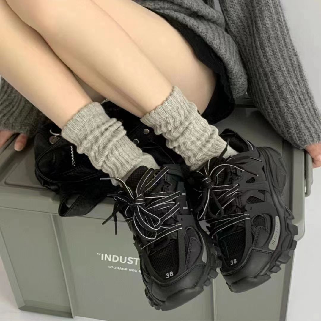 Zhuji Socks for Women Long Tube Autumn and Winter Thickened Warm Ins Trendy All-Match Solid Color Sports Couple Bunching Socks