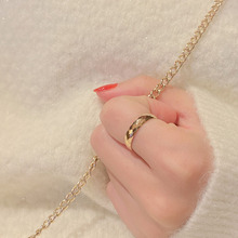 日韩简约气质钛钢戒指女18k玫瑰金几何纹情侣对戒新款不锈钢指环