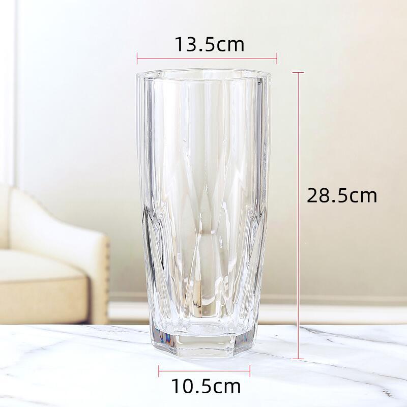 Thickened Light Luxury Glass Vase Transparent Flower Arrangement Hydroponic Flowers Lily Living Room Desktop Ornaments Soft Wedding Flower Vase