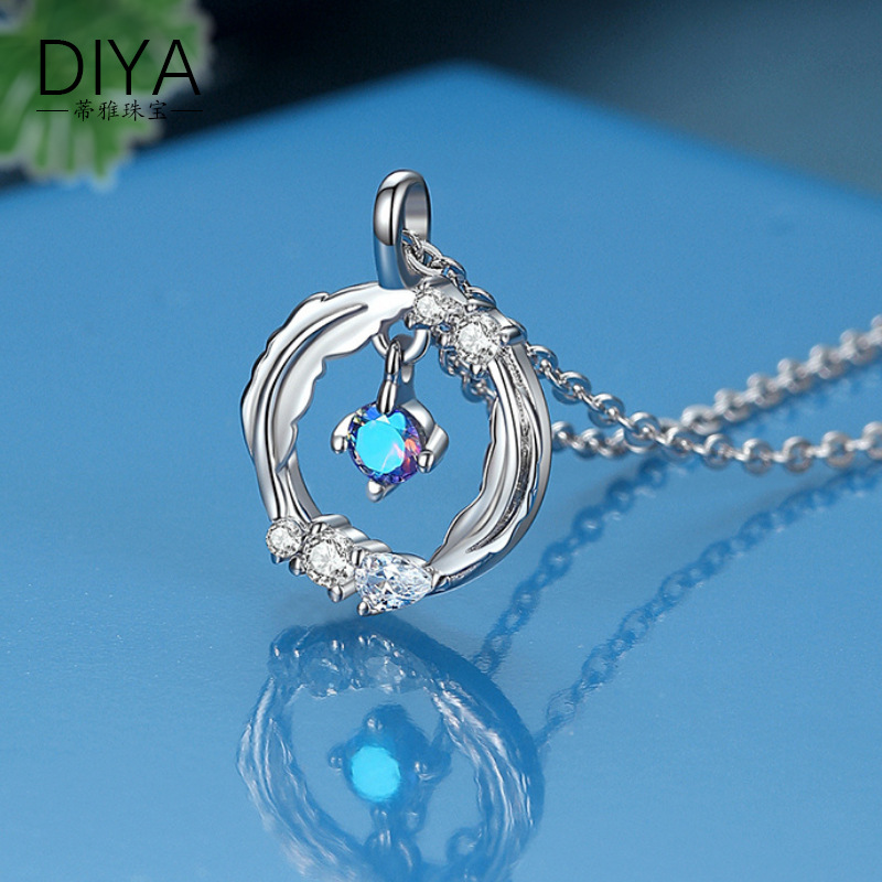 纯银项链守护之翼羽毛吊坠项饰品锁骨链小众设计韩版ins风项链女