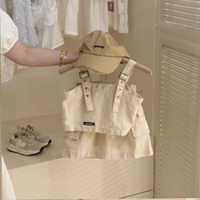 韩系女宝宝2024夏季新款时髦洋气工装吊带背心百搭半裙两件套潮款