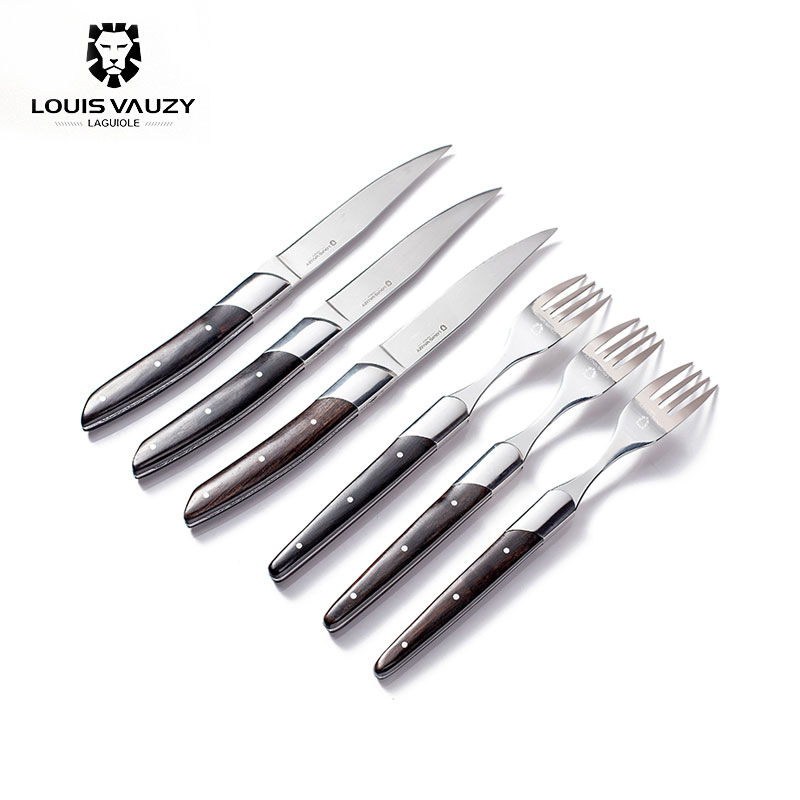 法国进口louis vauzy不锈钢西餐厅实木牛排刀叉餐具套装家用送礼