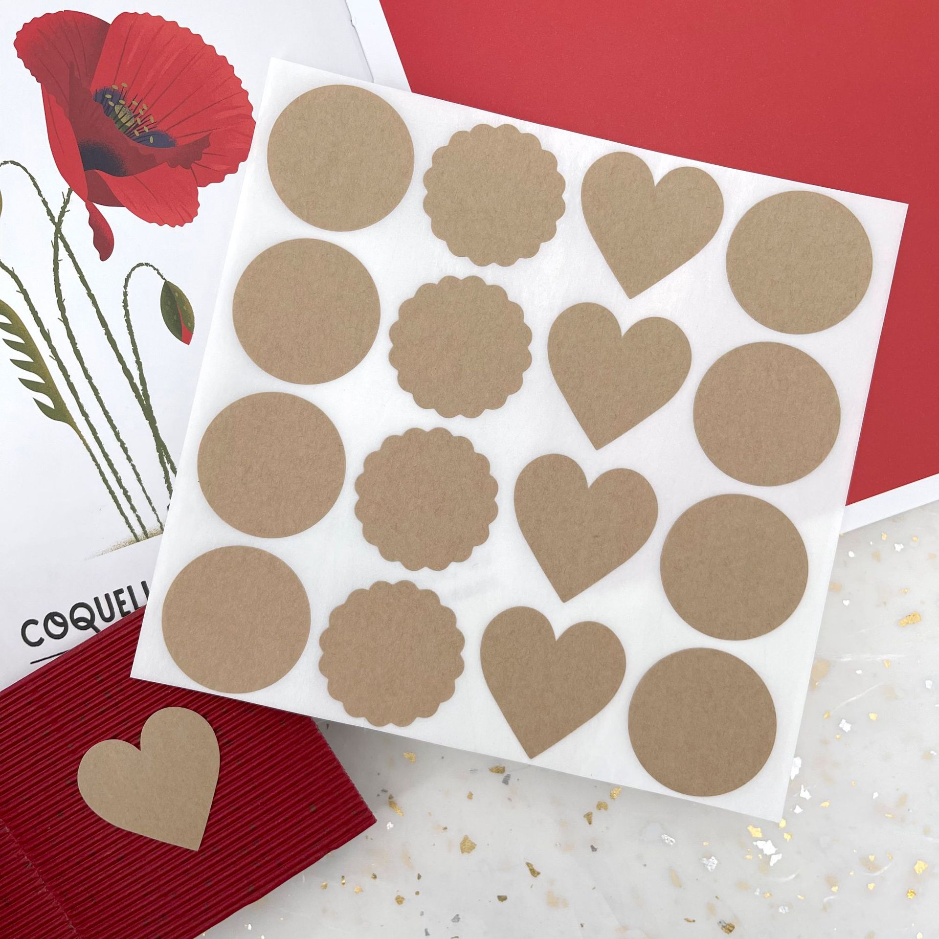 卷筒圆形爱心玩具儿童牛皮不干胶标签卡通贴纸卷现货thankyou贴纸