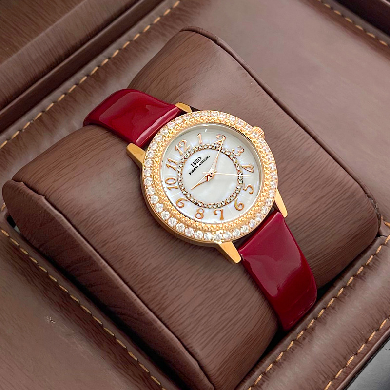 新款ibso手表女贝壳面直播热门大气防水闺蜜礼物七夕节礼盒腕表