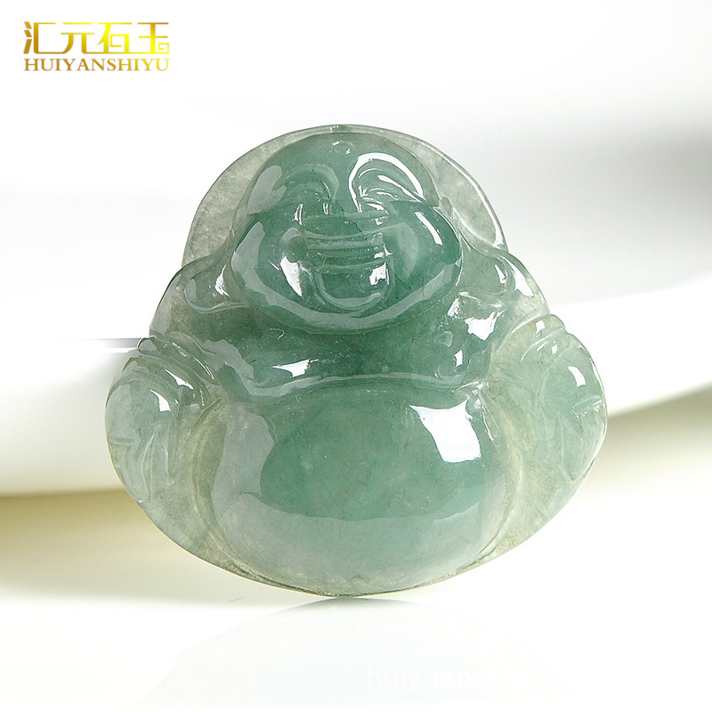 a货缅甸玉冰种油青翡翠玉弥勒佛笑佛吊坠女款玉石挂件直播货源款