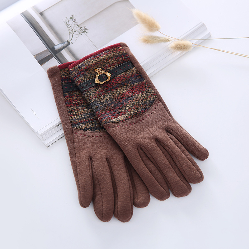 Factory Direct Sales Micro Velvet Winter Finger Gloves Fleece Lined Cold-Proof Sports Riding Gloves Women's Gloves