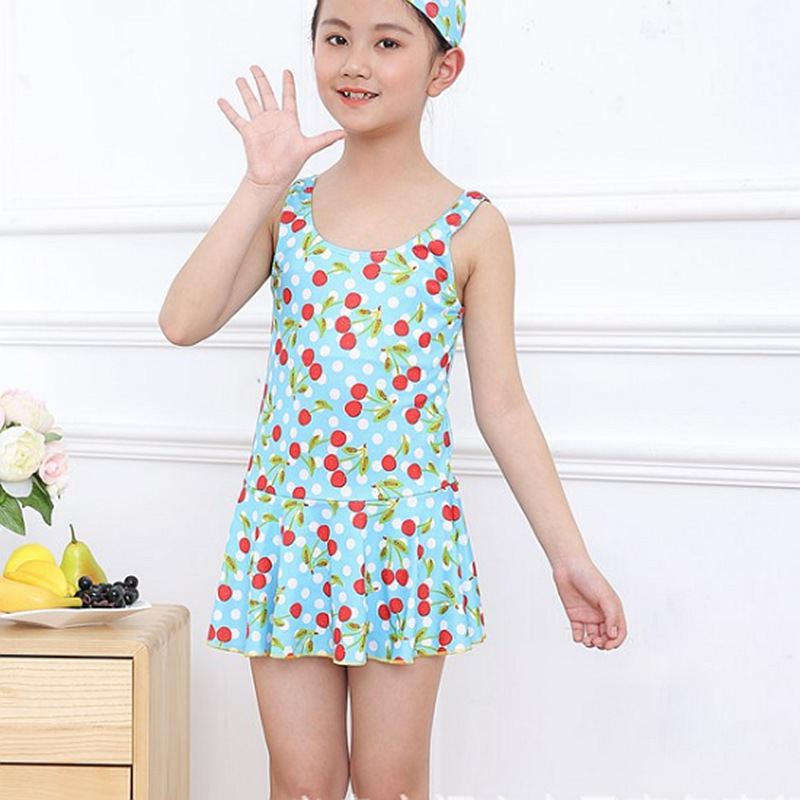 Children's Swimwear Girl's Swimsuit One-Piece Princess Dress Style Cute Korean Girl Children Teens Babies Hot Spring Swimsuit