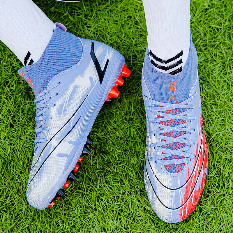 振足足球鞋男女童高帮ag长钉青训草坪足球运动鞋批发一件代发