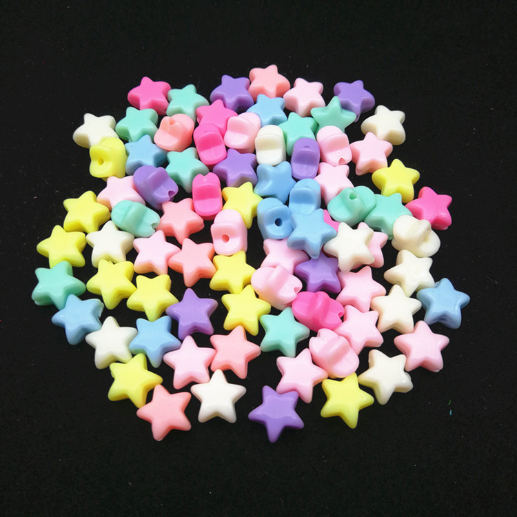 春天色五角星马卡龙色五星塑料星星珠diy手工串珠项链手链手机链